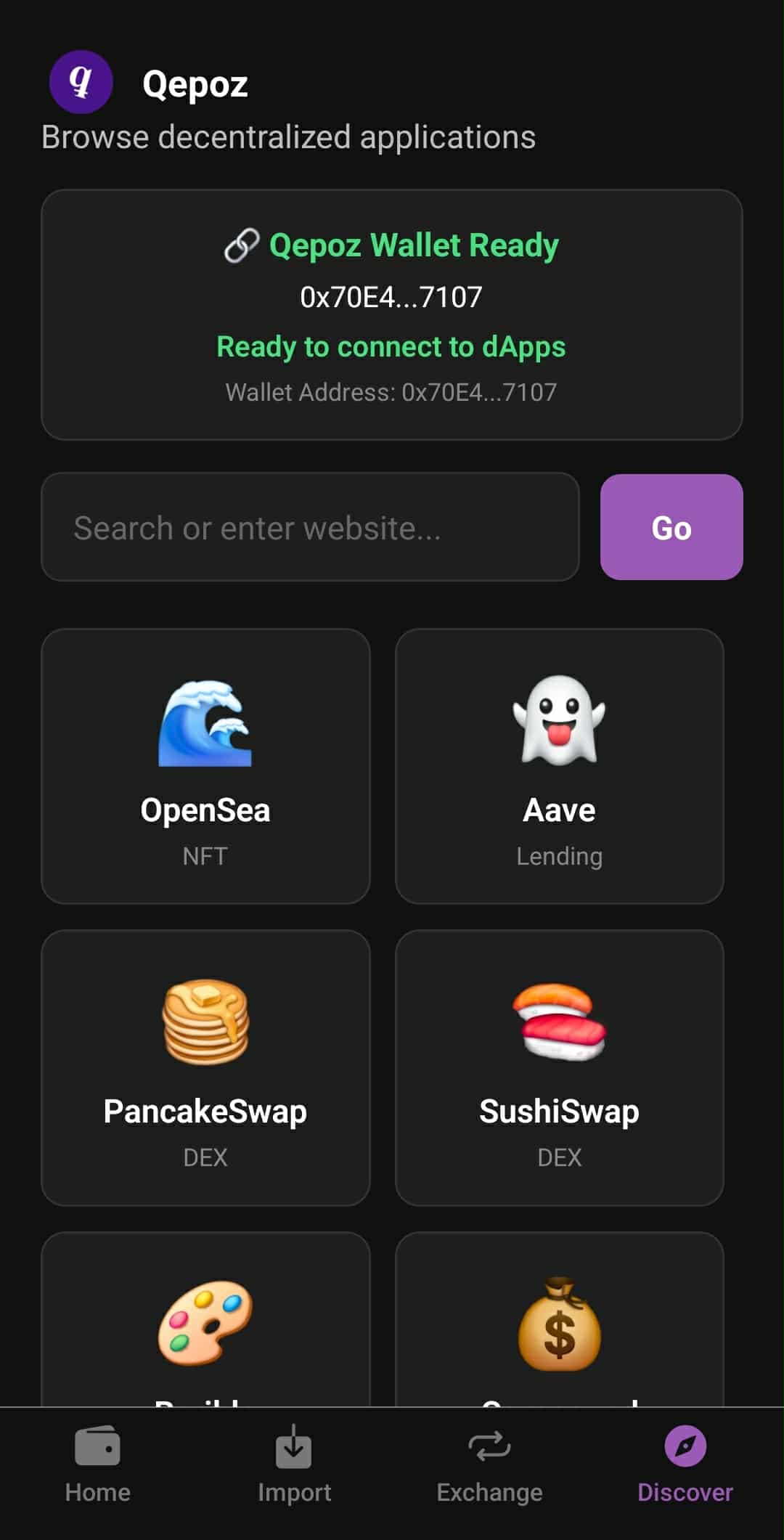 Qepoz Wallet - Token List